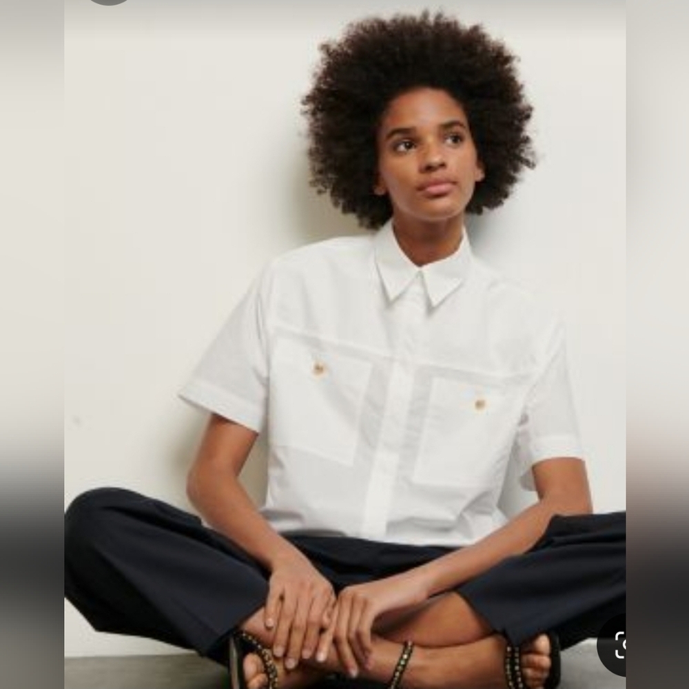 Sandro Goyan Boxy Short-sleeve Cotton shirt